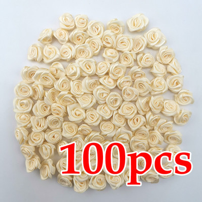 (100 τεμ./συσκευασία) 10*10mm Φρέσκια ροζ κορδέλα λουλούδια μικρού μεγέθους Υψηλής ποιότητας σατέν κορδέλα λουλούδια χειροτεχνία Εορταστική διακόσμηση πάρτι