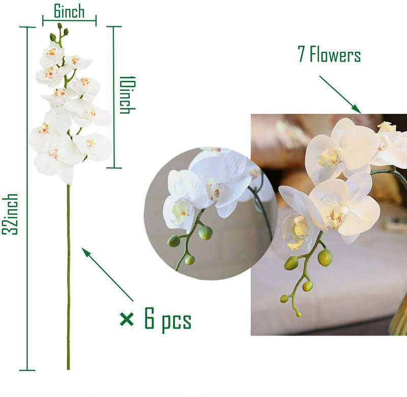 32 "flori artificiale de orhidee fluture false Phalaenopsis 5 buc plante tulpini de orhidee artificiale pentru decorarea casei de nunta