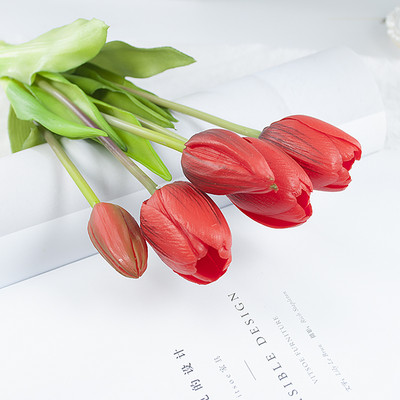 5tk/kimp Uus silikoonist tulbi kunstlill Real Touch võltslillede kimp pulmakaunistuseks Lilled Koduaia sisekujundus