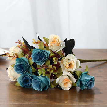 Ρετρό μεταξωτό τριαντάφυλλο τεχνητά λουλούδια Μπουκέτο παιώνια ορτανσία Vintage νύφη λαβή για ψεύτικο λουλούδι Αξεσουάρ διακόσμησης σπιτιού DIY
