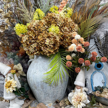 SunMade Luxury Vintage Големи хортензии Копринени изкуствени цветя Есенна декорация Консумативи за аранжиране на цветя Домашен сватбен декор