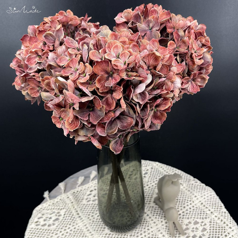 SunMade luksuslik vanaaegne suur hortensia siidist kunstlilled sügiskaunistused lilleseadetarbed Kodu pulmakaunistus