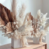 Φυσικό αποξηραμένο γρασίδι Pampas Fluffy Bouquet Boho Palm Fan Leaf Αποξηραμένο λουλούδι Γάμος Διακόσμηση Αψίδας Σπίτι Σαλόνι λουλουδιών