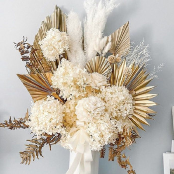 Φυσικό αποξηραμένο γρασίδι Pampas Fluffy Bouquet Boho Palm Fan Leaf Αποξηραμένο λουλούδι Γάμος Διακόσμηση Αψίδας Σπίτι Σαλόνι λουλουδιών
