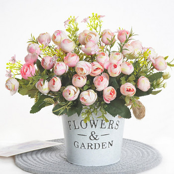 1 букет висококачествени изкуствени цветя роза малка пъпка фалшиви цветя копринени цветя за домашна градина сватба Направи си сам маса за декорация