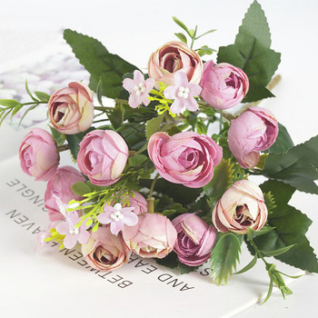 1 Μπουκέτο Υψηλής Ποιότητας Τεχνητά Λουλούδια Τριαντάφυλλο Μικρό Μπουμπούκι Ψεύτικο Λουλούδι Μεταξωτές Φλορές για Τραπέζι DIY διακόσμησης γάμου στον κήπο του σπιτιού