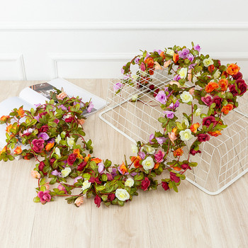 2,5 μέτρα τεχνητά λουλούδια Rose Ivy Vine Στολισμός γάμου Μεταξωτό λουλούδι Γιρλάντα κορδόνι με φύλλα για διακόσμηση σπιτιού