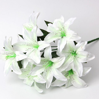 40cm ουράνιο τόξο ρεγιόν μεγάλη ανθοδέσμη με κρίνα μπουκέτο τεχνητά κοσμήματα λουλούδια DIY λουλούδι γάμου νύφη διακόσμηση χεριών λουλουδιών