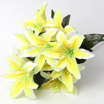 40cm ουράνιο τόξο ρεγιόν μεγάλη ανθοδέσμη με κρίνα μπουκέτο τεχνητά κοσμήματα λουλούδια DIY λουλούδι γάμου νύφη διακόσμηση χεριών λουλουδιών