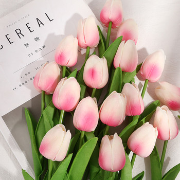 10PCS Изкуствено цвете от лале Real Touch Изкуствен букет Фалшиво цвете за сватбена декорация Цветя Home Garen Decor