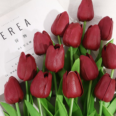 10GB Tulpes mākslīgais zieds Real Touch mākslīgais pušķis Viltus zieds kāzu dekorēšanai Ziedi mājas dārza dekors