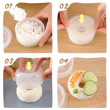 Кръгла форма за оризови топки за понички Незалепваща машина за суши Направи си сам Лесна преса за оризови топки Детски бебешки комплект Бенто Кухненски аксесоар