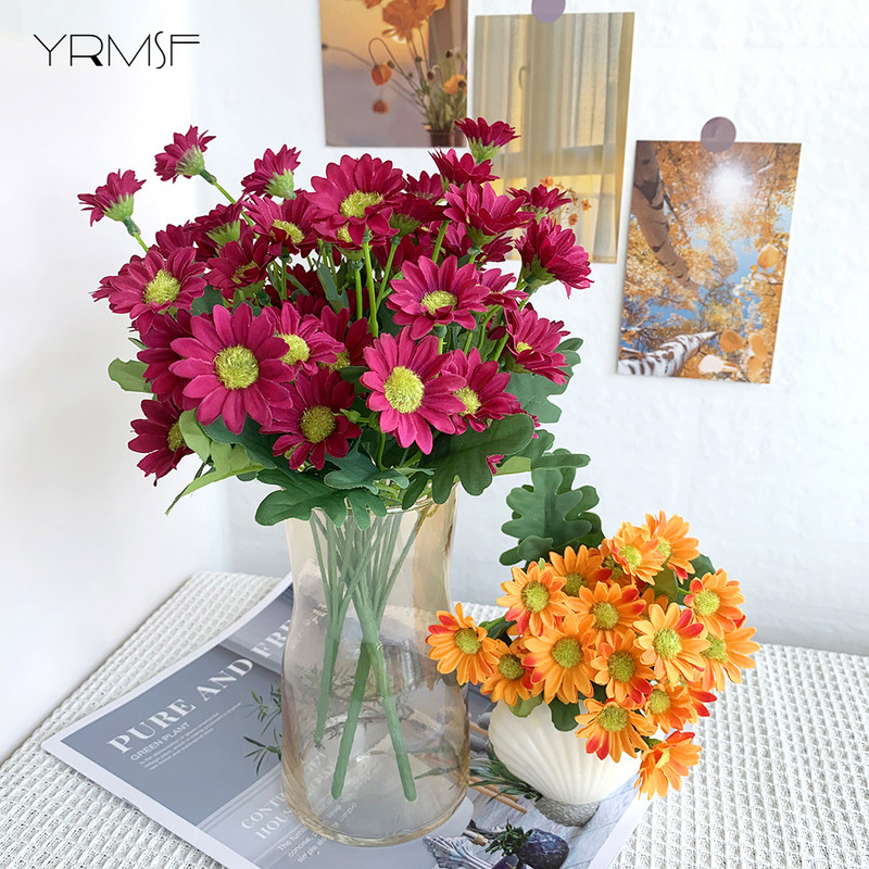 Daisy kunstlill Real Touch 21pead Daisy kunstlik kimp võltslill pulmadeks kodukontori kaunistuseks siidist kimp