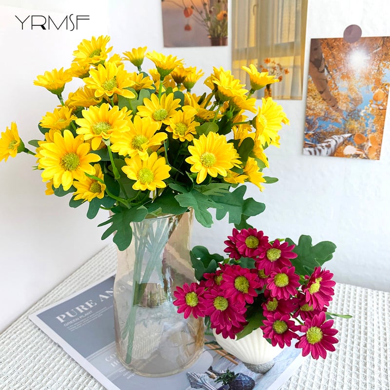 Daisy kunstlill Real Touch 21pead Daisy kunstlik kimp võltslill pulmadeks kodukontori kaunistuseks siidist kimp