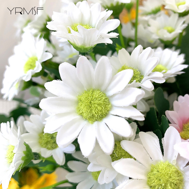 Daisy kunstlill Real Touch 21pead Daisy kunstlik kimp võltslill pulmadeks kodukontori kaunistuseks siidist kimp