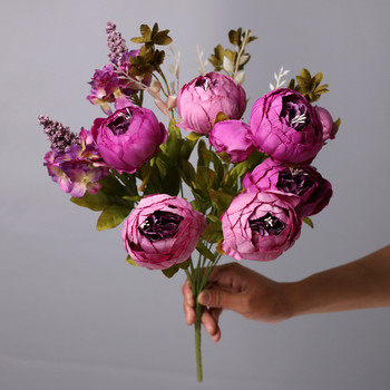 13 κεφάλια παιώνια μεταξωτά τεχνητά λουλούδια Vintage ανθοδέσμη ψεύτικες παιώνιες φθηνά λουλούδια για τραπέζι σπιτιού Κεντρικά στολίδια γάμου