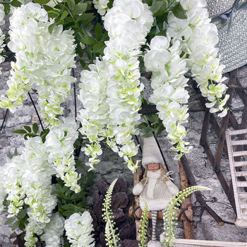 SunMade 3 Forks High Simulation Big Wisteria Flowers Home Wedding Garden Decoration Wall Vising Decor Flores Artificiales Fall