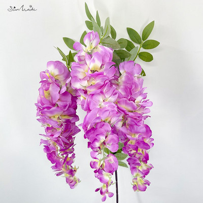 SunMade 3 Forks High Simulation Big Wisteria Flowers Σπίτι Γάμος Διακόσμηση Κήπου Διακόσμηση τοίχου Flores Artificiales Fall