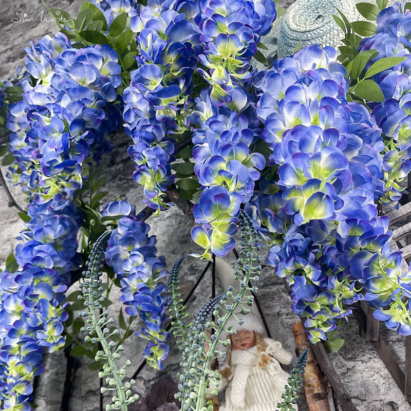 SunMade 3 Forks High Simulation Big Wisteria Flowers Σπίτι Γάμος Διακόσμηση Κήπου Διακόσμηση τοίχου Flores Artificiales Fall