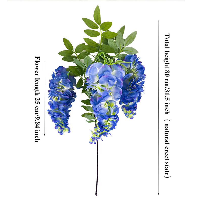 SunMade 3 Forks High Simulation Big Wisteria Flowers Σπίτι Γάμος Διακόσμηση Κήπου Διακόσμηση τοίχου Flores Artificiales Fall