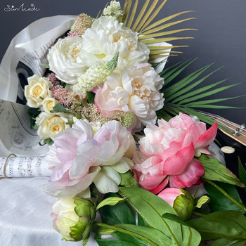 SunMade 2-Head Delicate Big European Peony Silk Artificial Flowers Home Wedding Decoration Flores Artificales Flower Aranges