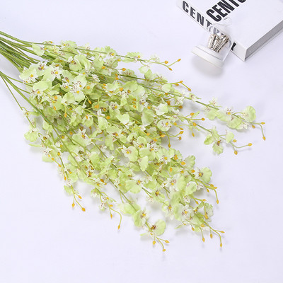 Kollane siidist simulatsioon tantsiv orhidee 5 oksa simulatsioonitaim Kodu Elutuba Pulmakaunistus Kunstlilled