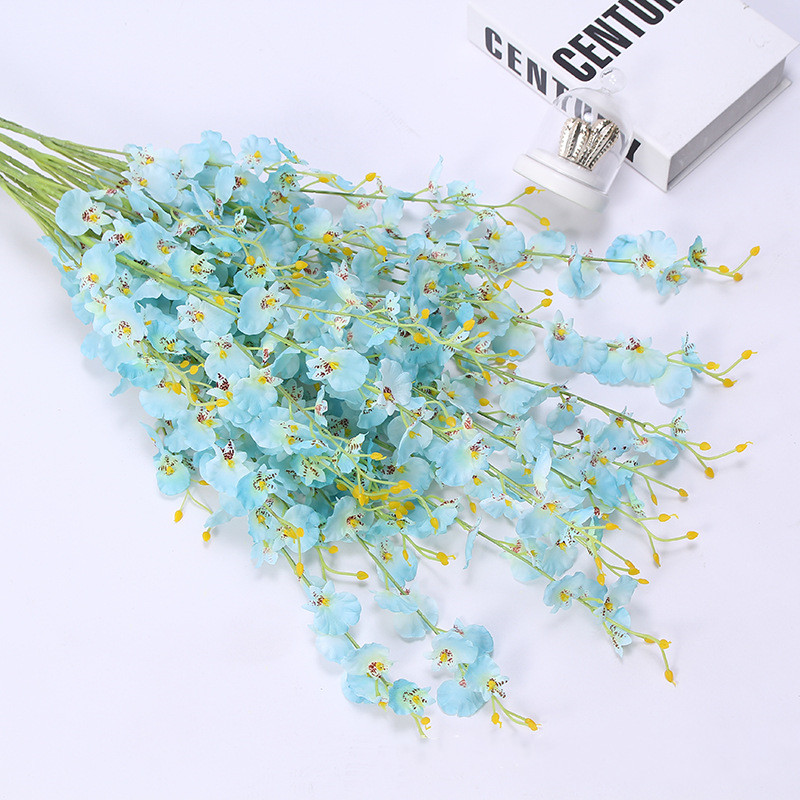 Kollane siidist simulatsioon tantsiv orhidee 5 oksa simulatsioonitaim Kodu Elutuba Pulmakaunistus Kunstlilled