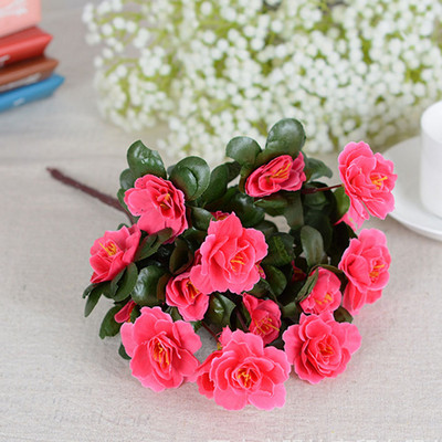 Tufișuri de flori artificiale de azalee roșii, de toamnă, în aer liber, flori false rezistente la UV, de înaltă calitate, decorațiuni pentru interior, decorațiuni mici pentru grădină