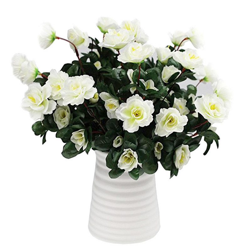 Tufișuri de flori artificiale de azalee roșii, de toamnă, în aer liber, flori false rezistente la UV, de înaltă calitate, decorațiuni pentru interior, decorațiuni mici pentru grădină