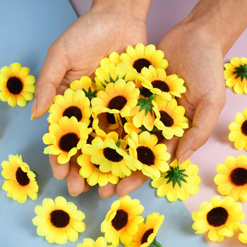 50/100Pcs Mini Sunshine Sunflower Head Daisy Flower Marriage Decor DIY Flower Arrangement Art Wedding