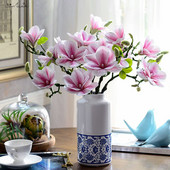 SunMade 3 Heads Open Magnolia Flower Brach Kunstlilled valgeks pulmakaunistuseks Toa lauakaunistus Flores Artificales