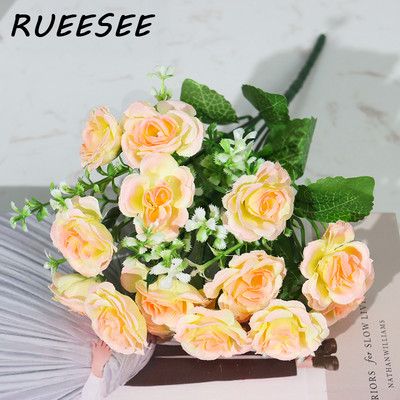 Τεχνητά λουλούδια 15 τριαντάφυλλο κεφαλιού Τεχνητά μεταξωτά ψεύτικα λουλούδια Φύλλο τριαντάφυλλο γάμου Floral διακόσμηση γάμου Γραφείο σπιτιού Χριστουγεννιάτικη διακόσμηση