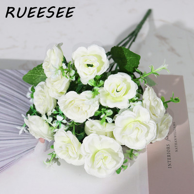 Τεχνητά λουλούδια 15 τριαντάφυλλο κεφαλιού Τεχνητά μεταξωτά ψεύτικα λουλούδια Φύλλο τριαντάφυλλο γάμου Floral διακόσμηση γάμου Γραφείο σπιτιού Χριστουγεννιάτικη διακόσμηση