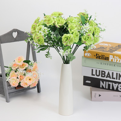 Τεχνητά λουλούδια 15 τριαντάφυλλο κεφαλιού Τεχνητά μεταξωτά ψεύτικα λουλούδια Φύλλο τριαντάφυλλο γάμου Floral διακόσμηση γάμου Γραφείο σπιτιού Χριστουγεννιάτικη διακόσμηση