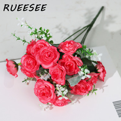 Τεχνητά λουλούδια 15 τριαντάφυλλο κεφαλιού Τεχνητά μεταξωτά ψεύτικα λουλούδια Φύλλο τριαντάφυλλο γάμου Floral διακόσμηση γάμου Γραφείο σπιτιού Χριστουγεννιάτικη διακόσμηση