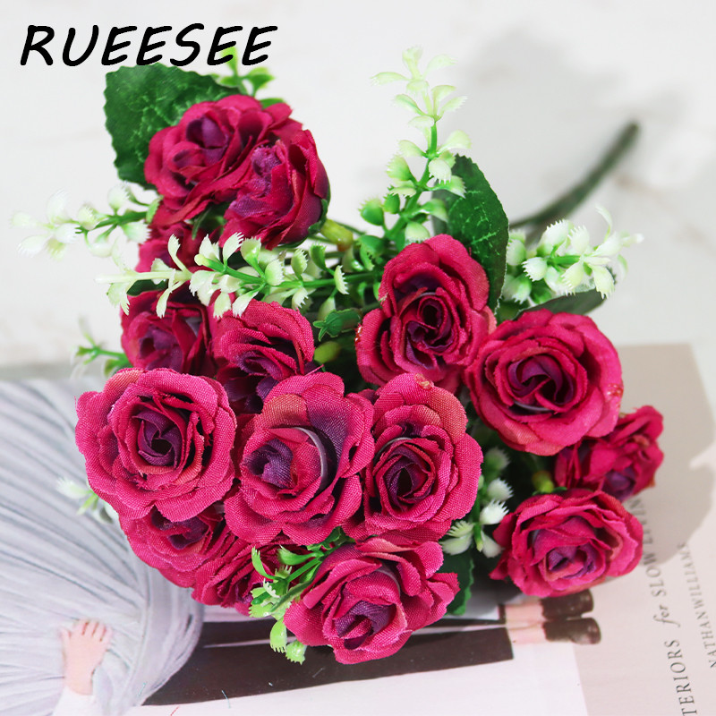 Τεχνητά λουλούδια 15 τριαντάφυλλο κεφαλιού Τεχνητά μεταξωτά ψεύτικα λουλούδια Φύλλο τριαντάφυλλο γάμου Floral διακόσμηση γάμου Γραφείο σπιτιού Χριστουγεννιάτικη διακόσμηση