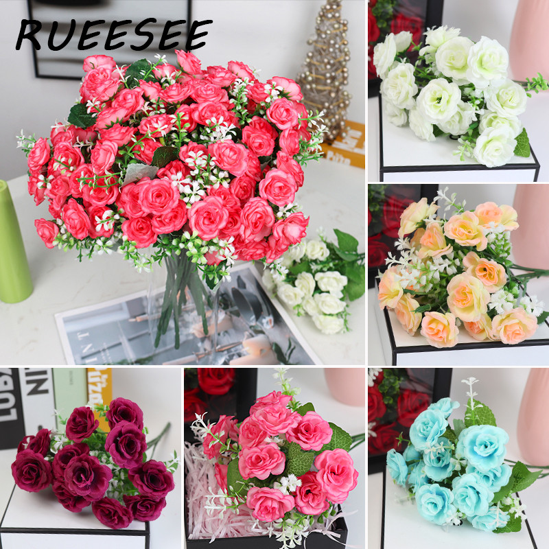 Τεχνητά λουλούδια 15 τριαντάφυλλο κεφαλιού Τεχνητά μεταξωτά ψεύτικα λουλούδια Φύλλο τριαντάφυλλο γάμου Floral διακόσμηση γάμου Γραφείο σπιτιού Χριστουγεννιάτικη διακόσμηση