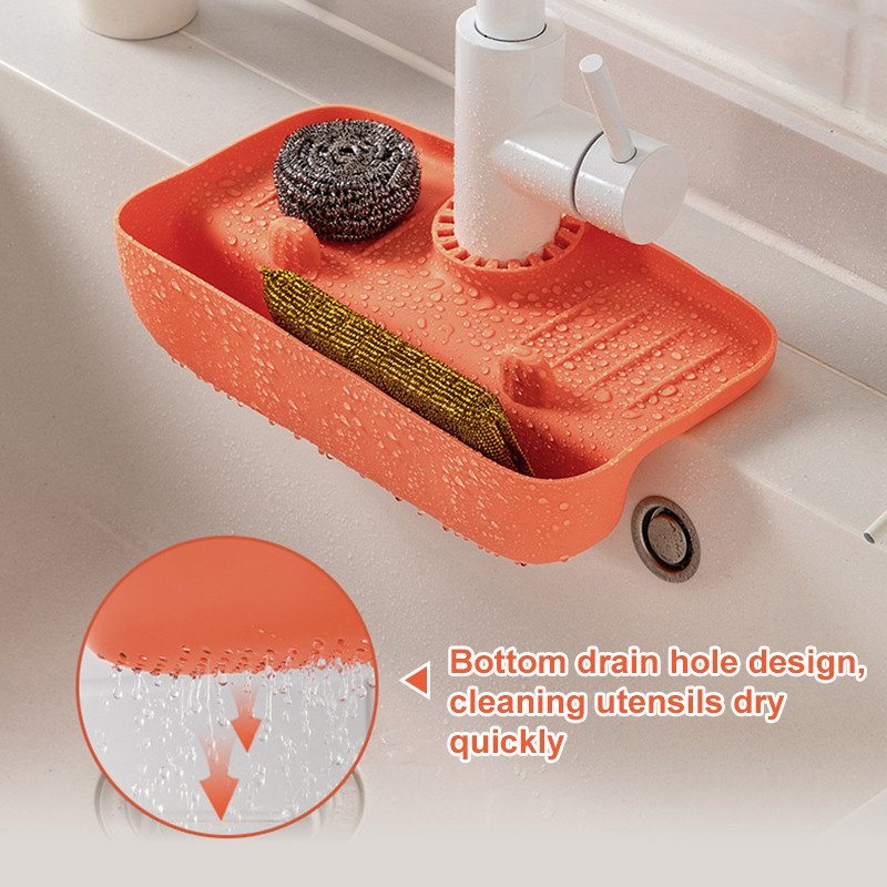 Βρύση σιλικόνης κουζίνας Ματ νεροχύτης Splash Pad Αποστράγγιση Πάγκος Μπάνιου Προστατευτικό σαμπουάν σαπουνιού Δοχείο γρήγορου στεγνώματος