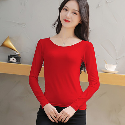 Jednobojna ženska bluza sa ovalnim izrezom, novi model