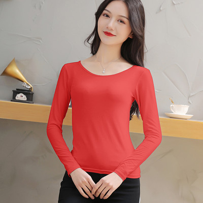 Jednobojna ženska bluza sa ovalnim izrezom, novi model