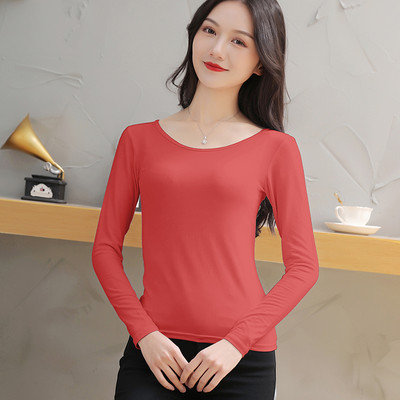 Jednobojna ženska bluza sa ovalnim izrezom, novi model