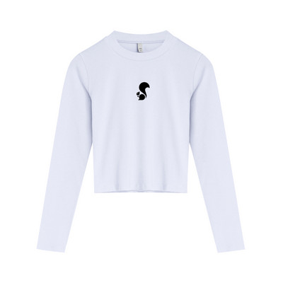 Bluza scurta dama model nou cu guler jos - culoare alb-negru