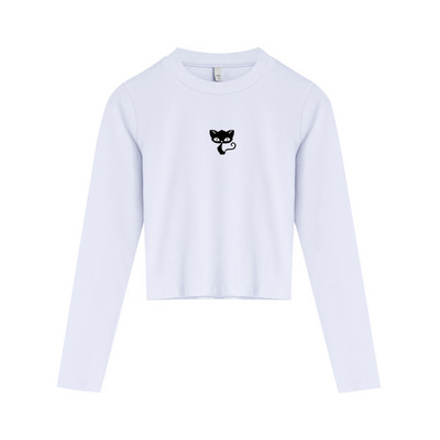 Bluza scurta dama model nou cu guler jos - culoare alb-negru