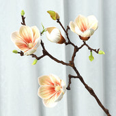 Πολυτελές 3 κεφάλια λευκό κλαδί Magnolia πραγματική πινελιά τεχνητά λουλούδια DIY διακόσμηση σπιτιού ψεύτικη διακόσμηση λουλουδιών λουλούδια