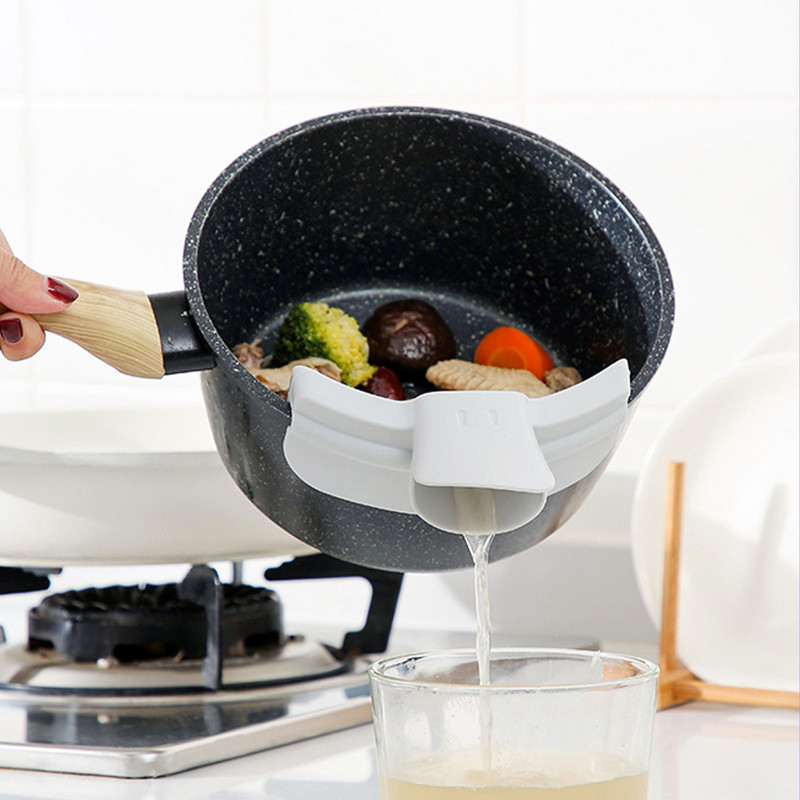 Duză de ghidare pentru supă din silicon pentru oală rotundă nouă, duză pătrată pentru prevenirea arsurilor, gura de descărcare portabilă, curățenie ușoară Accesorii de bucătărie