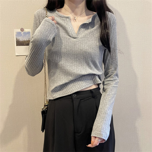 V-kaelusega pikkade varrukatega vabaaja pluus naistele