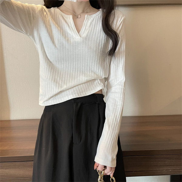 V-kaelusega pikkade varrukatega vabaaja pluus naistele