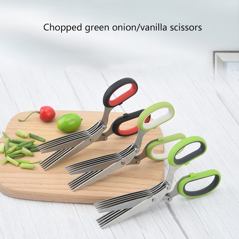 Ψαλίδι κουζίνας 5 λεπίδων από ανοξείδωτο ατσάλι Κόφτης βοτάνων ψιλοκομμένο κρεμμύδι ψιλοκομμένο εργαλείο κομμένο κιμά Μαγειρικής κοπής ψαλίδι μπαχαρικών
