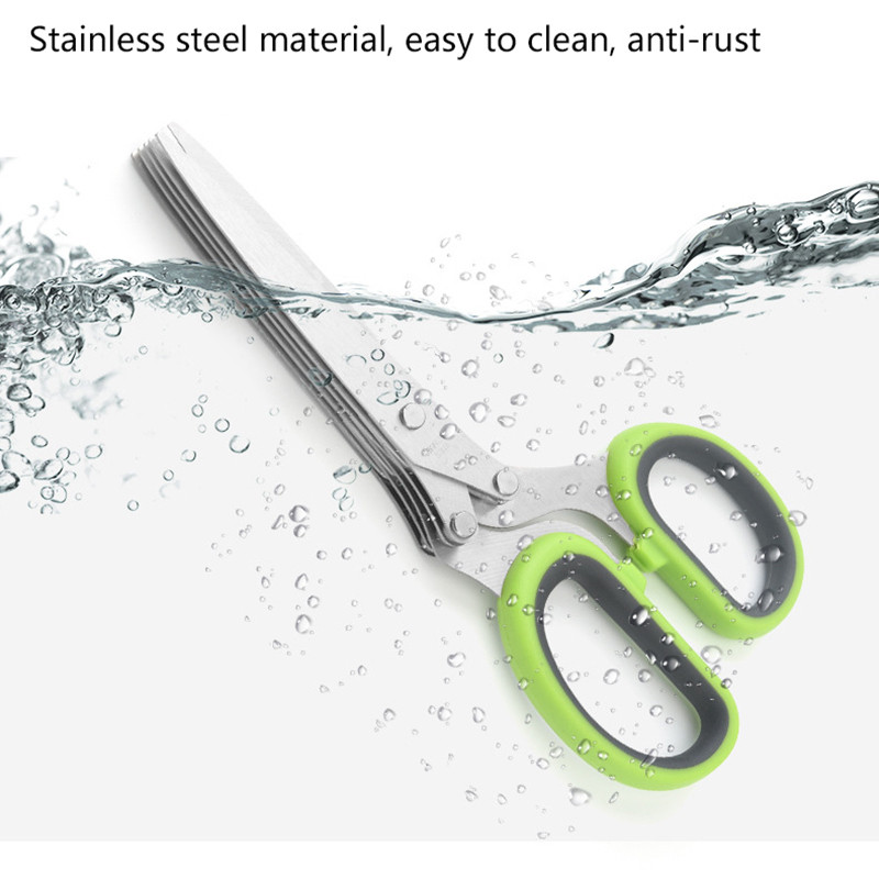 Ψαλίδι κουζίνας 5 λεπίδων από ανοξείδωτο ατσάλι Κόφτης βοτάνων ψιλοκομμένο κρεμμύδι ψιλοκομμένο εργαλείο κομμένο κιμά Μαγειρικής κοπής ψαλίδι μπαχαρικών