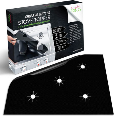 2/4 vnt. 5 angų storio dujinės viryklės apsaugos Dangtis Viryklės viršus šilumą izoliuojantis kilimėlis Orkaitės įdėklai Kaitlentės apsauga nuo įbrėžimų